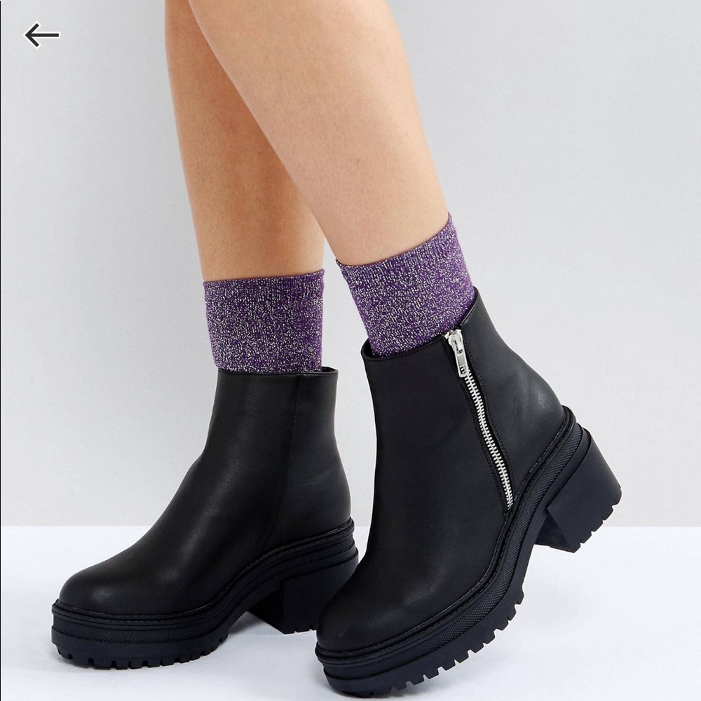 asos chunky ankle boots black